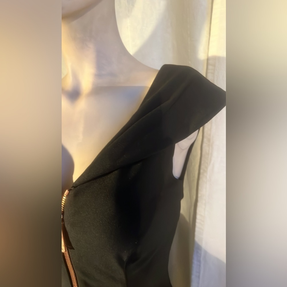 Ted Baker Cap Sleeve Ravana Front-Zip Cocktail Midi Sheath Dress Black Womens 4 - Picture 9 of 11